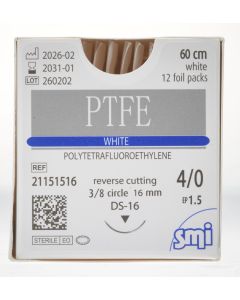 PTFE EP 1.5 USP 4/0 NEEDLE 3/8 CIR REV CUT 16MM/60CM WHITE 